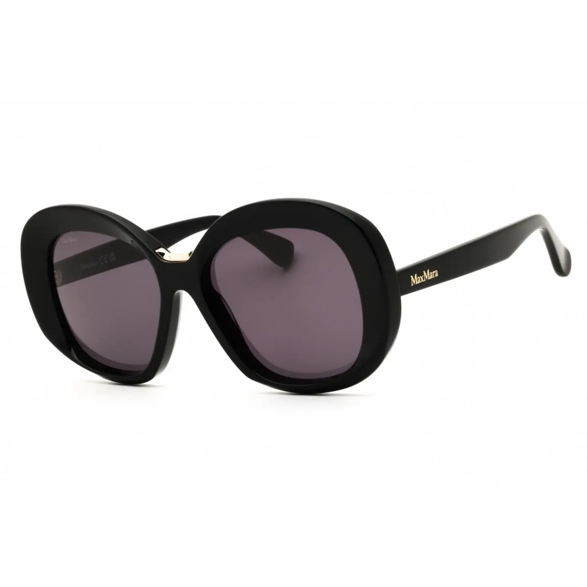 Max Mara MM0087 01A Shiny Black/smoke 55-16-140 Sunglasses