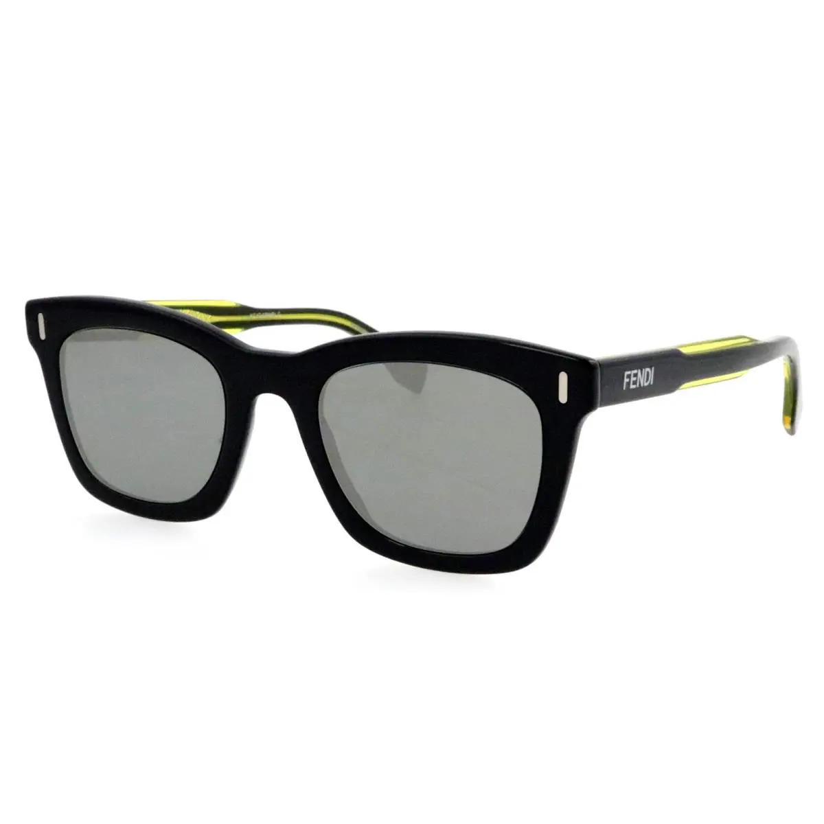 Fendi FFM0101/S 71C14 52mm Black Silver Mirror Oversized Sunglasses Italy