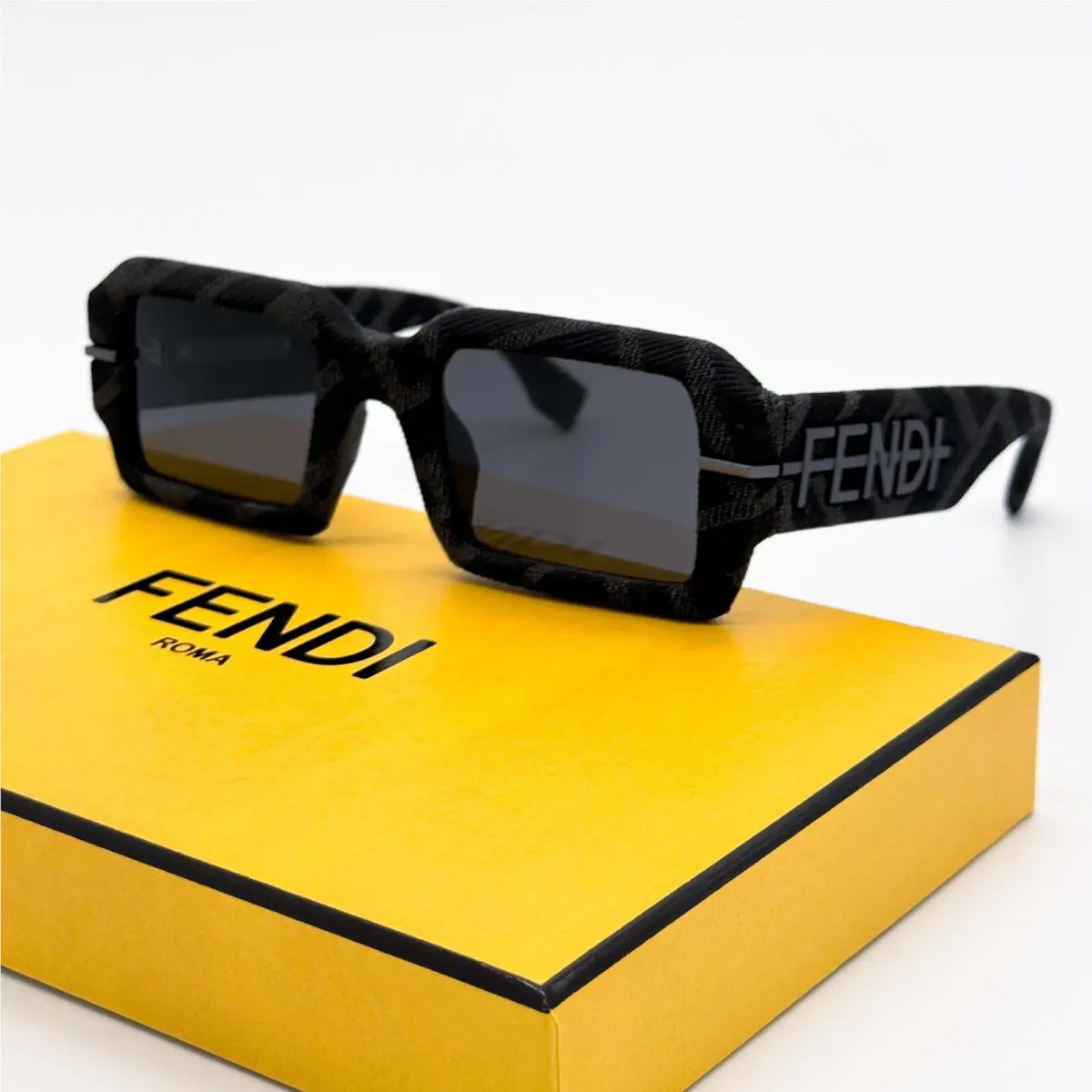 Fendi FE40074U 05A Black Grey Monogram Unisex Sunglasses Fendi