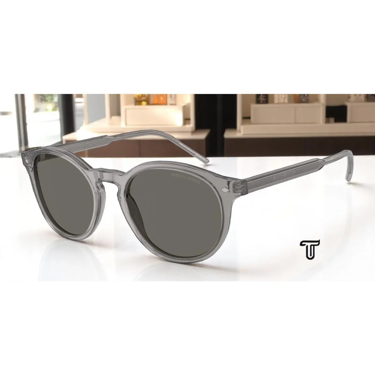 Giorgio Armani AR8211 6070R5 Transparent Grey Grey 52 mm Men`s Sunglasses