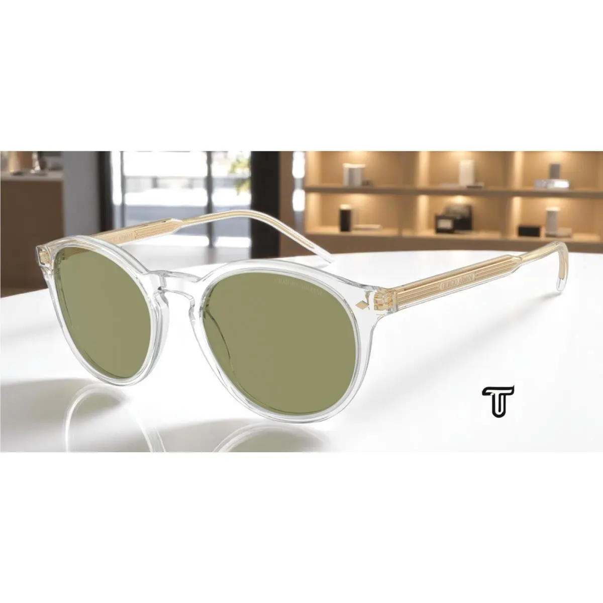 Giorgio Armani AR8211 607514 Crystal Green 52 mm Men`s Sunglasses