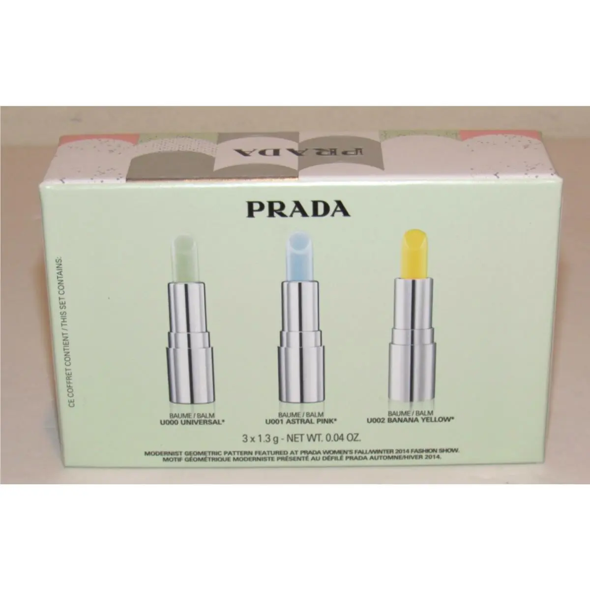 Prada Lip Balm Trio Set Astral Pink Banana Yellow Universal 1.3g Travel Mini