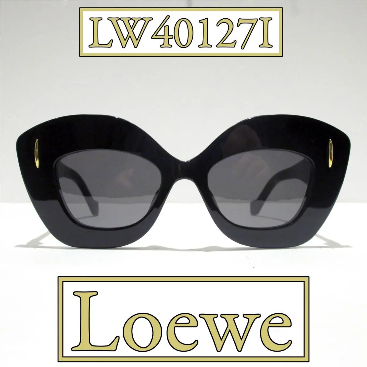 Loewe Anagram LW40127I 01A Sunglasses Women`s Shiny Black Square Cat Eye 135mm