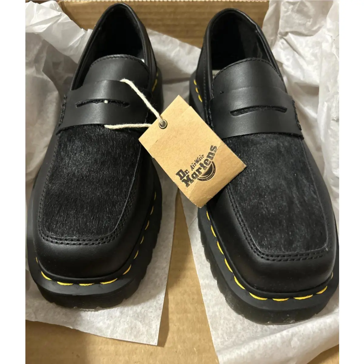 Dr. Martens Penton Bex Square Pony Hair Men`s Size US 7 Leather Loafers
