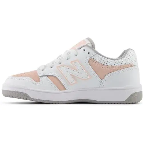 New Balance 480 V1 Kids Sneakers Size 1 White Pink Haze Lace-up Basketball Shoes