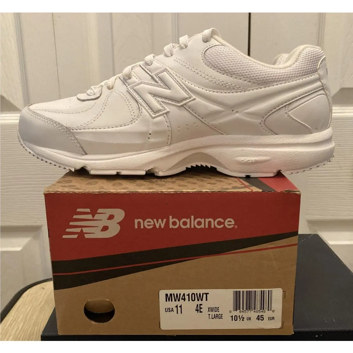 New Balance MW410WT White Leather Shoes Men`s Size-11 4E Extra Wide Nib