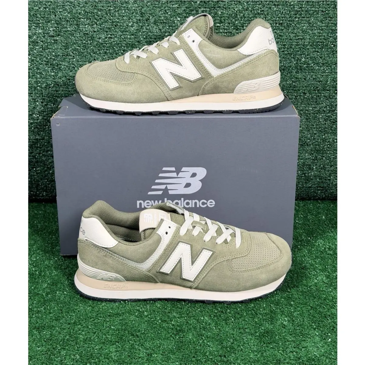 574 Sneakers Size 9.5 D Dark Olive Sea Salt Lifestyle U574GCE by New Balance