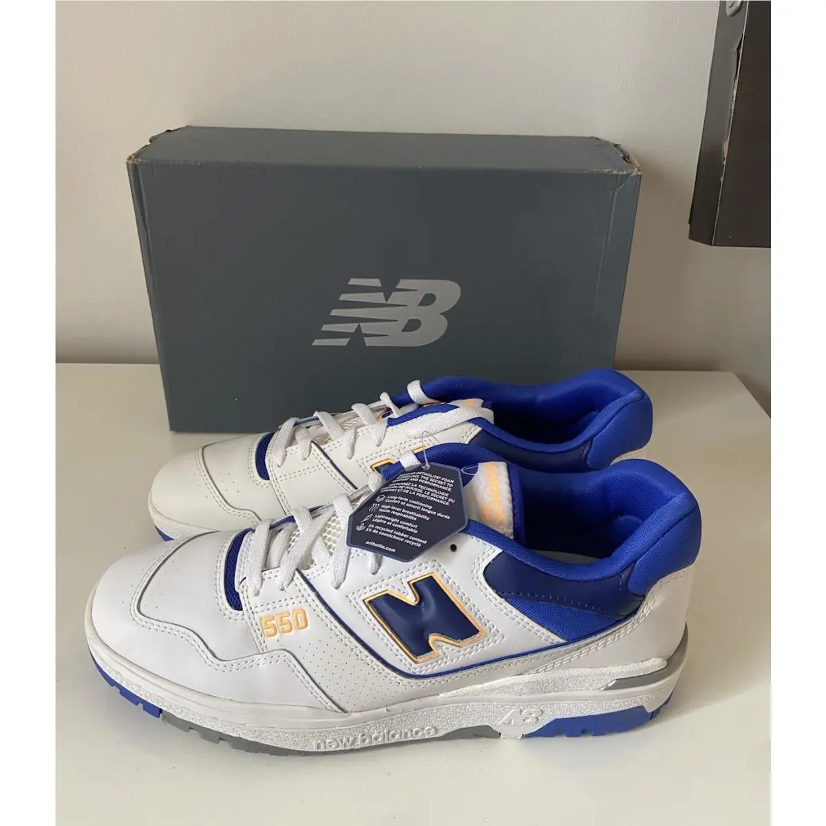 New Balance Men`s Size10 BB550WTN Lakers Pack White Blue Trainer Sneakers/shoes