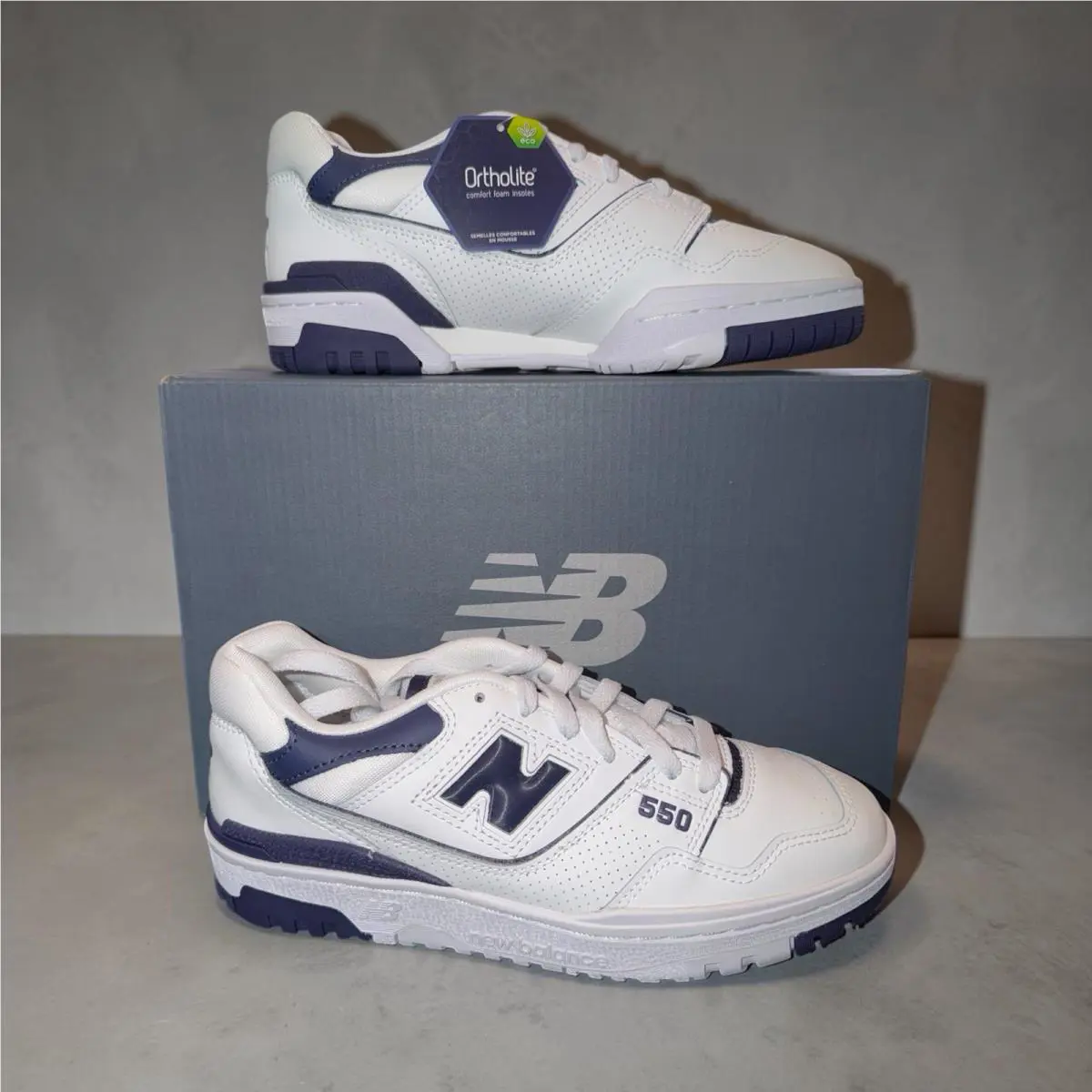 NB New Balance sz 8 Men`s 550 Ortholite Comfort Foam Sneakers White Navy