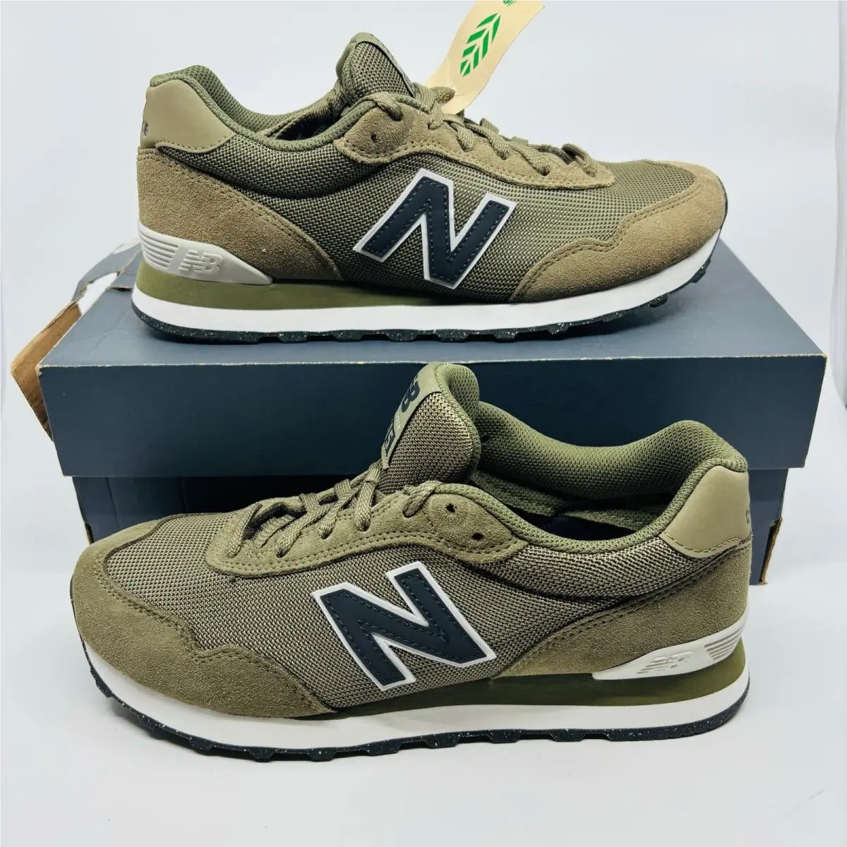 New Balance 515 Shoes Mens Size 8 4E Wide Green Gray Suede Running Athletic