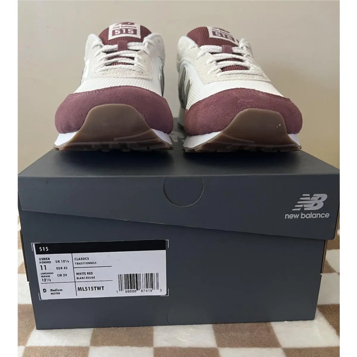 New Balance shoes - New Balance 515 v3 - ML515TWT - White/Washed Burgundy 10