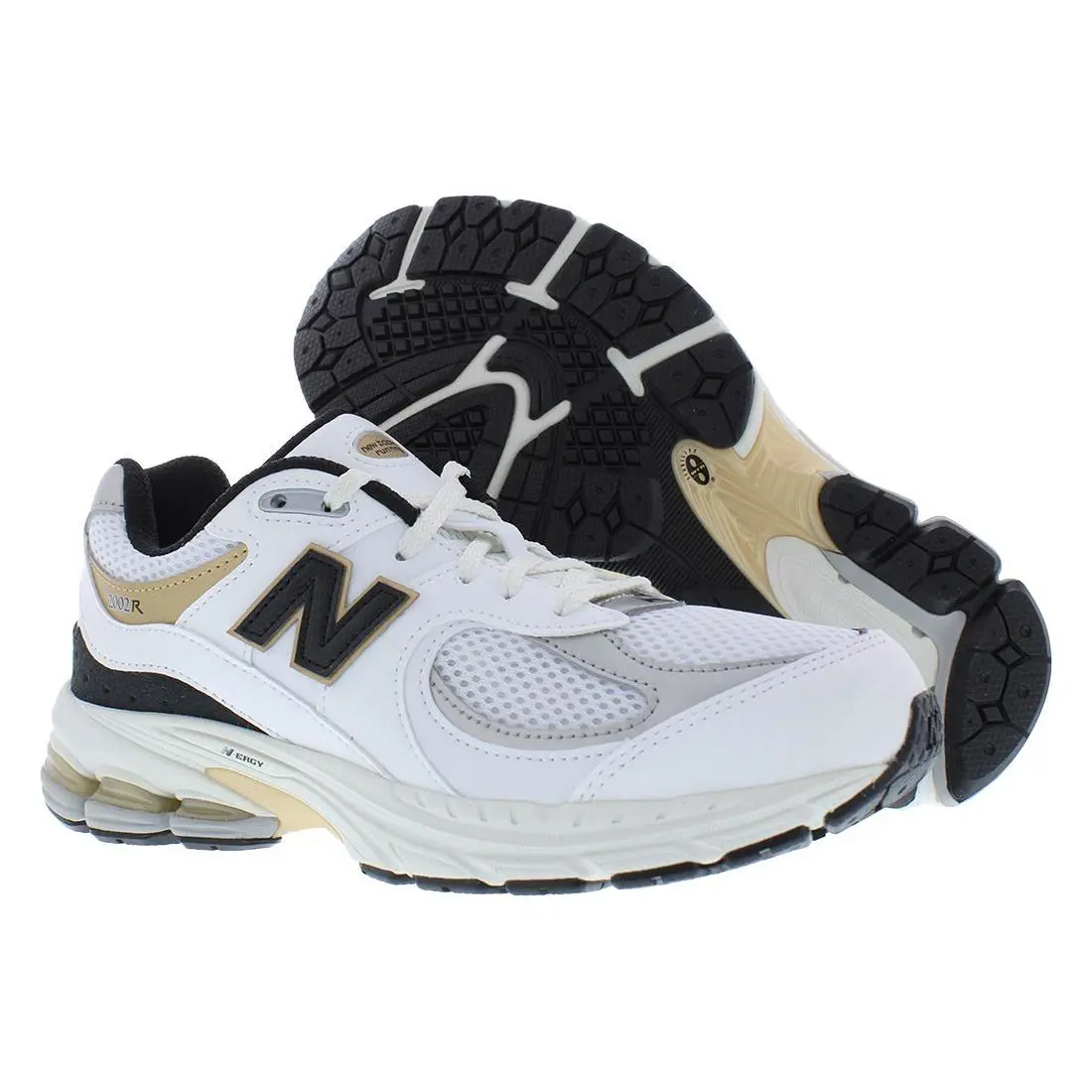 New Balance 2002 White Black Gold Kid`s Sneakers GC2002PS Sz 7 W8.5 New