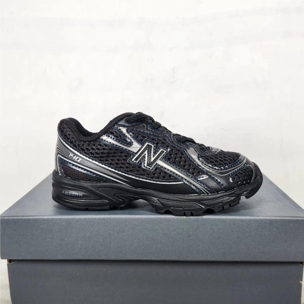 Size 9 Toddler - New Balance 740 Bungee Lace - Black / Silver Metallic - IZ740BM