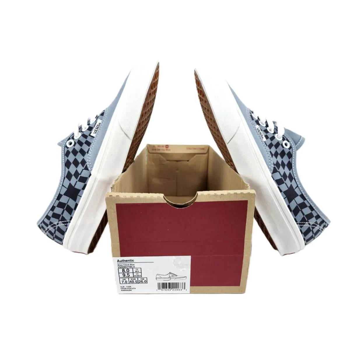 Vans shoes - Vans Authentic Sneaker Warp Check Blue - VN000D7YBLU - Blue ( dusty/muted slate blue) 9