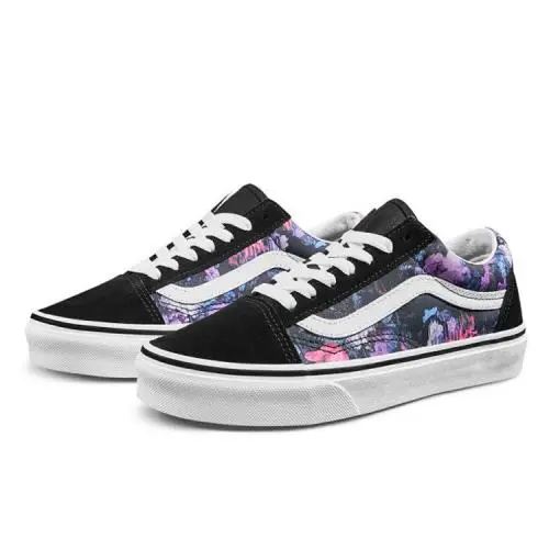 Men Vans Old Skool Warped Floral Black Tru White