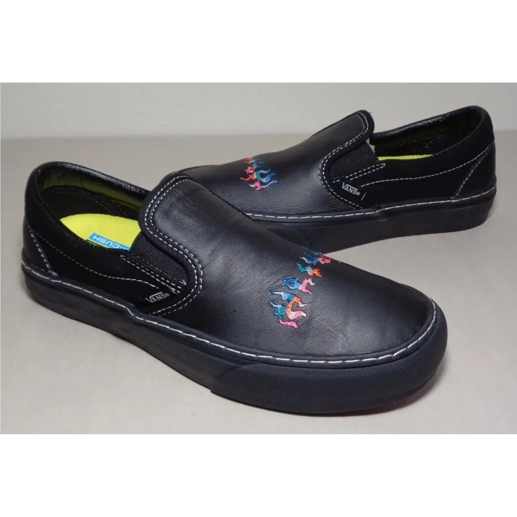 Vans Size 9 M Wade Goodall SF Black Leather Slip On Sneakers Women`s Shoes