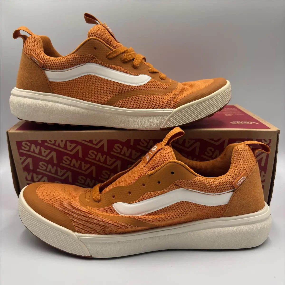 Vans Ultrarange Exo Burnt Orange White Sneakers Mens 9 Womens 10.5 VN0A4U1K26I