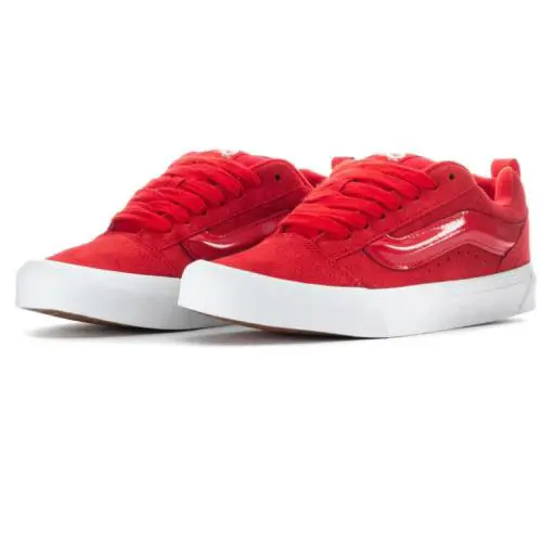 Vans Knu Skool LO Skateboard Men Shoes Sneaker Trainers Racing Red/w Size 12 - Suede Patent - Racing Red - VN000EE6IZQ