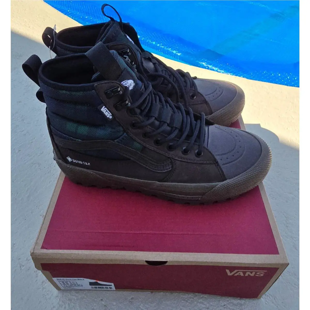 Vans Sk8-Hi Gore Tex Mte 3 Tech Plaid Brown Green Boots --- VN0A5I11BGS