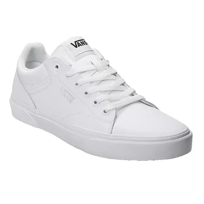 Vans Seldan Leather Casual Sneakers Shoes Tumble White Men`s Size 8