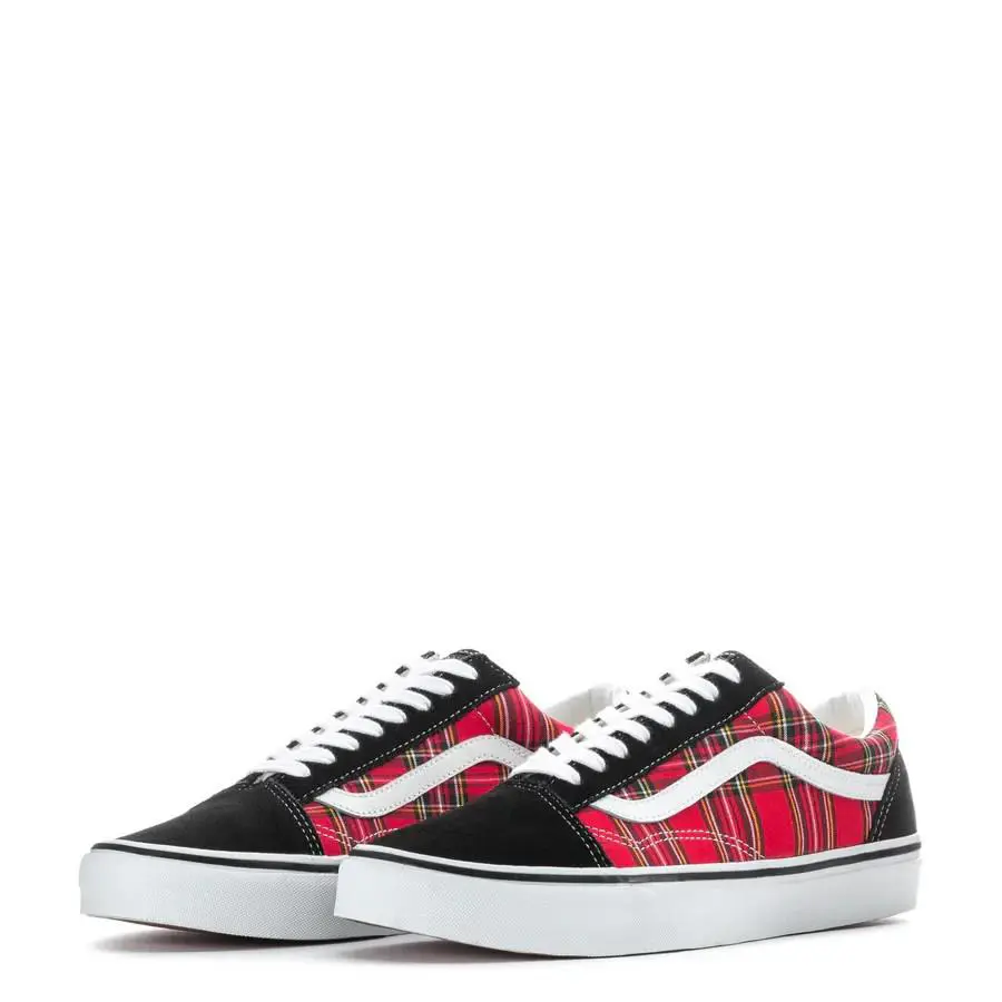 Vans Old Skool Low Unisex Men Size 8.5 / 10 Women Shoes Plaid Red/white/blk/ - Plaid Red/White - VN000E9TRED