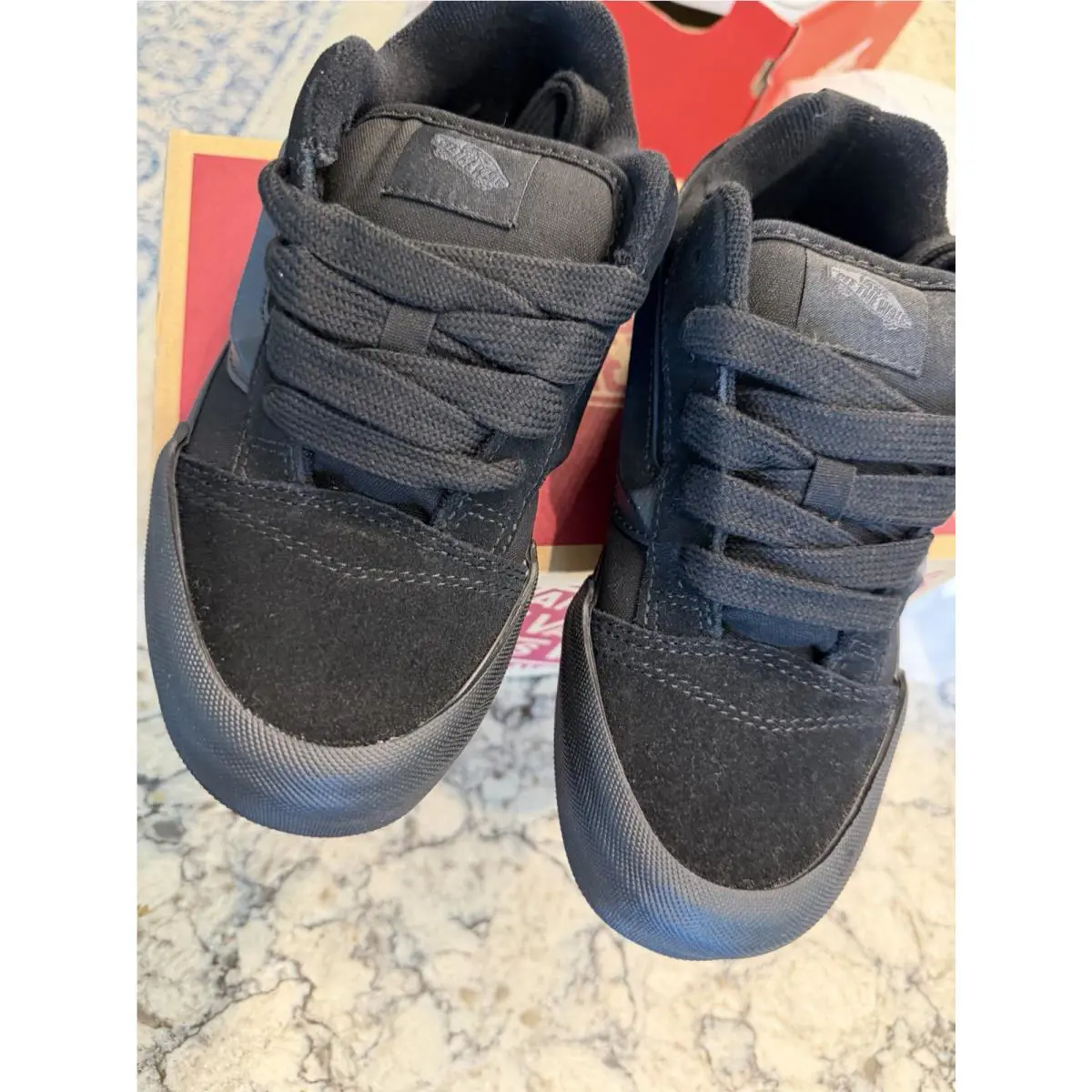 Vans Knu Skool Suede Canvas Triple Black Shoes Inbox Size 4