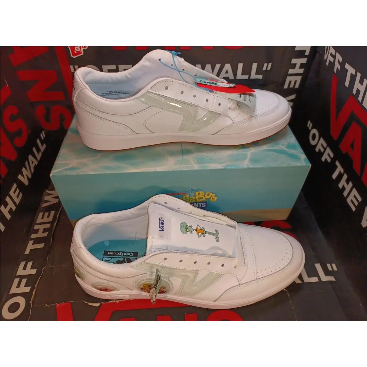 Vans Men`s Size 13 Spongebob Lowland CC Bubble White Leather