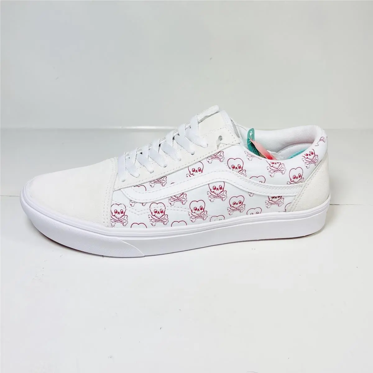 Vans Comfycush Old Skool Mens Sneakers Love Skulls White/red Size 10