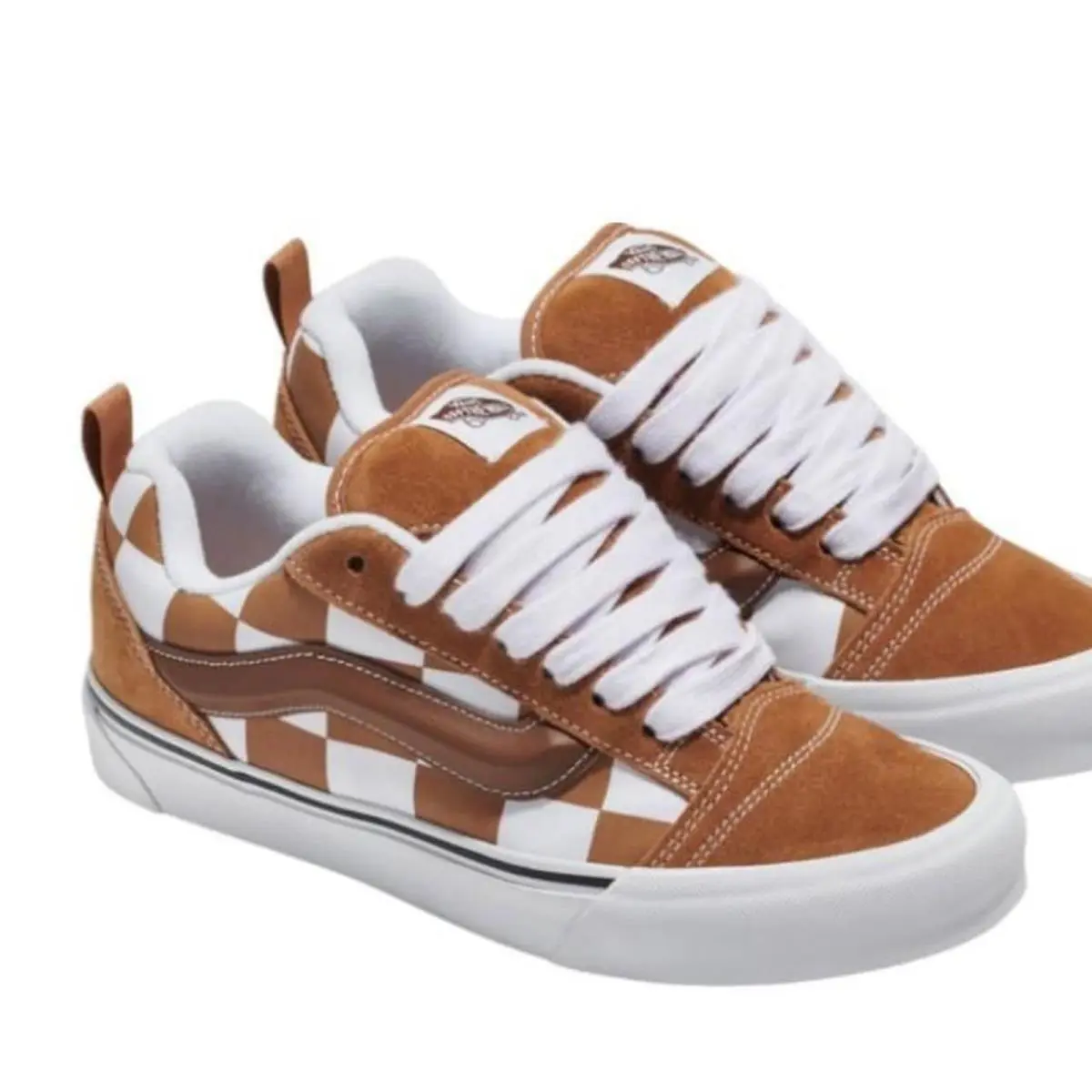 Vans Knu Skool Mega Check Brown Skate Shoes Men`s Size 8.5 - Brown