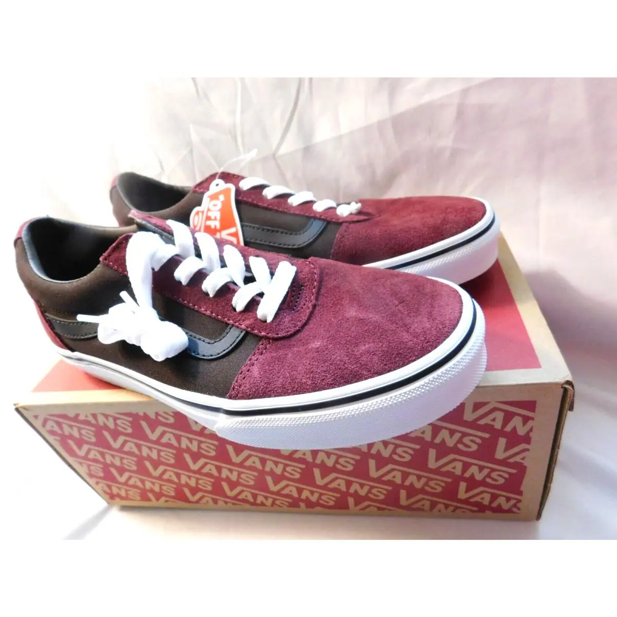 Vans Ward Suede/canvas Port Royale/white Youth Kids Sneakers Size 6