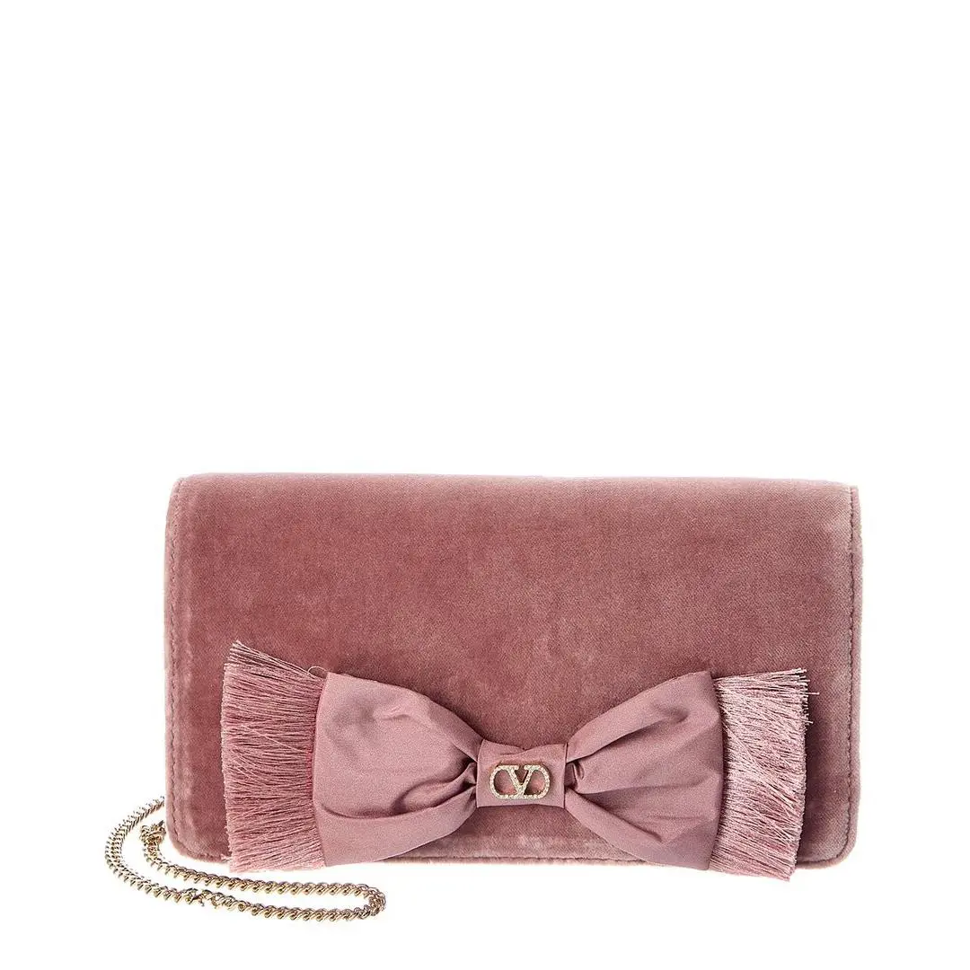 Vlogo Signature Velvet Clutch Women`s Pink by Valentino