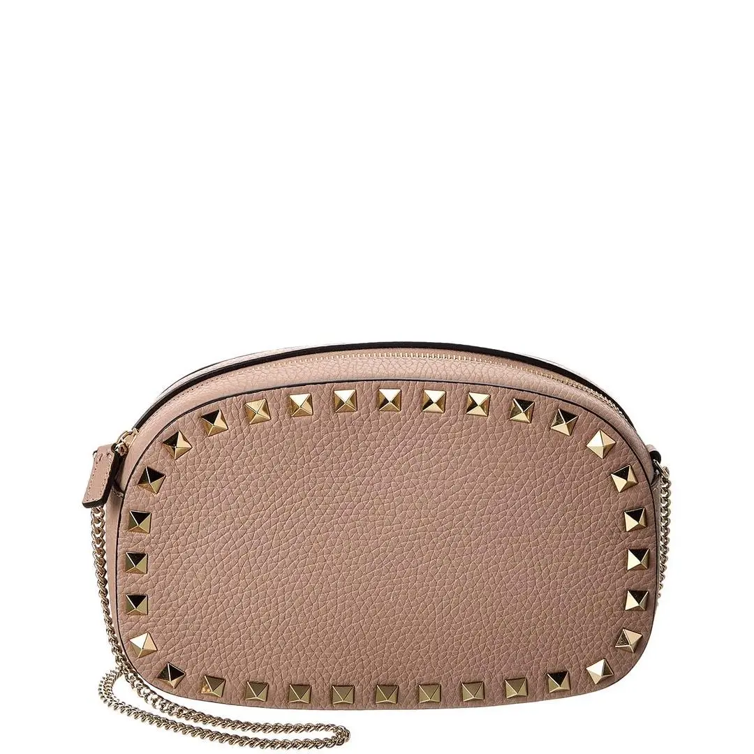 Valentino Rockstud Mini Grainy Leather Crossbody Women`s Beige