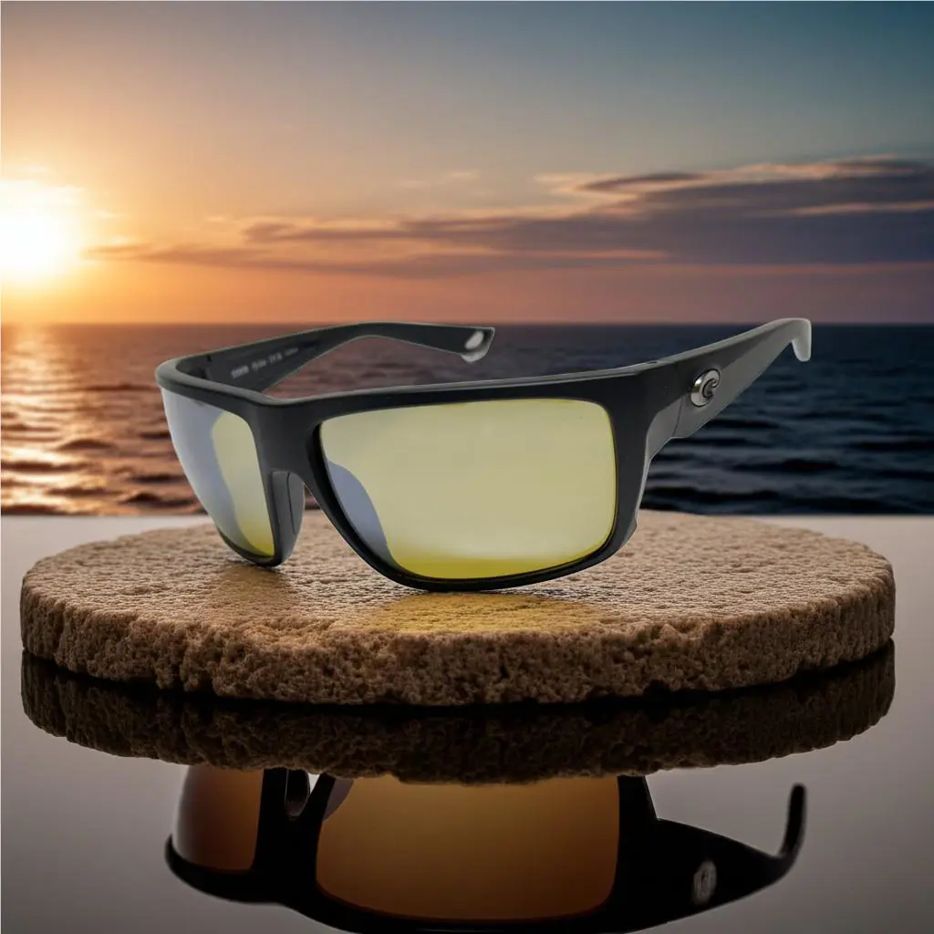 Costa Del Mar Fly Line Black Frame Sunrise Silver Mirror Glass 580 Lens