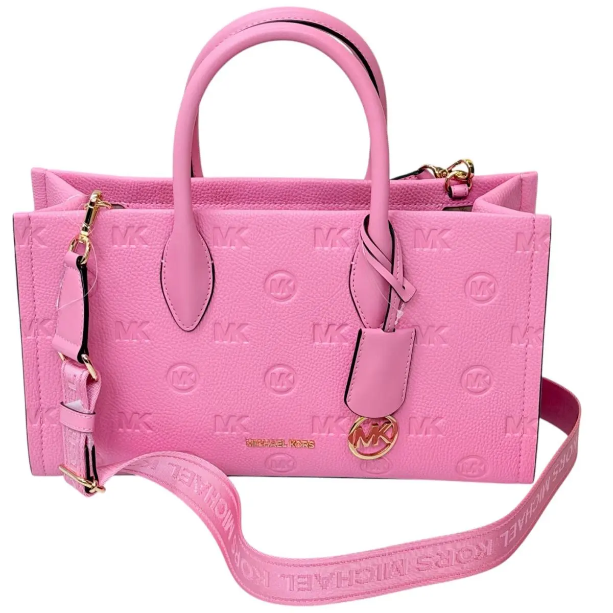 Michael Kors Mirella Medium Satchel MK Logo Signature Embossed Bag