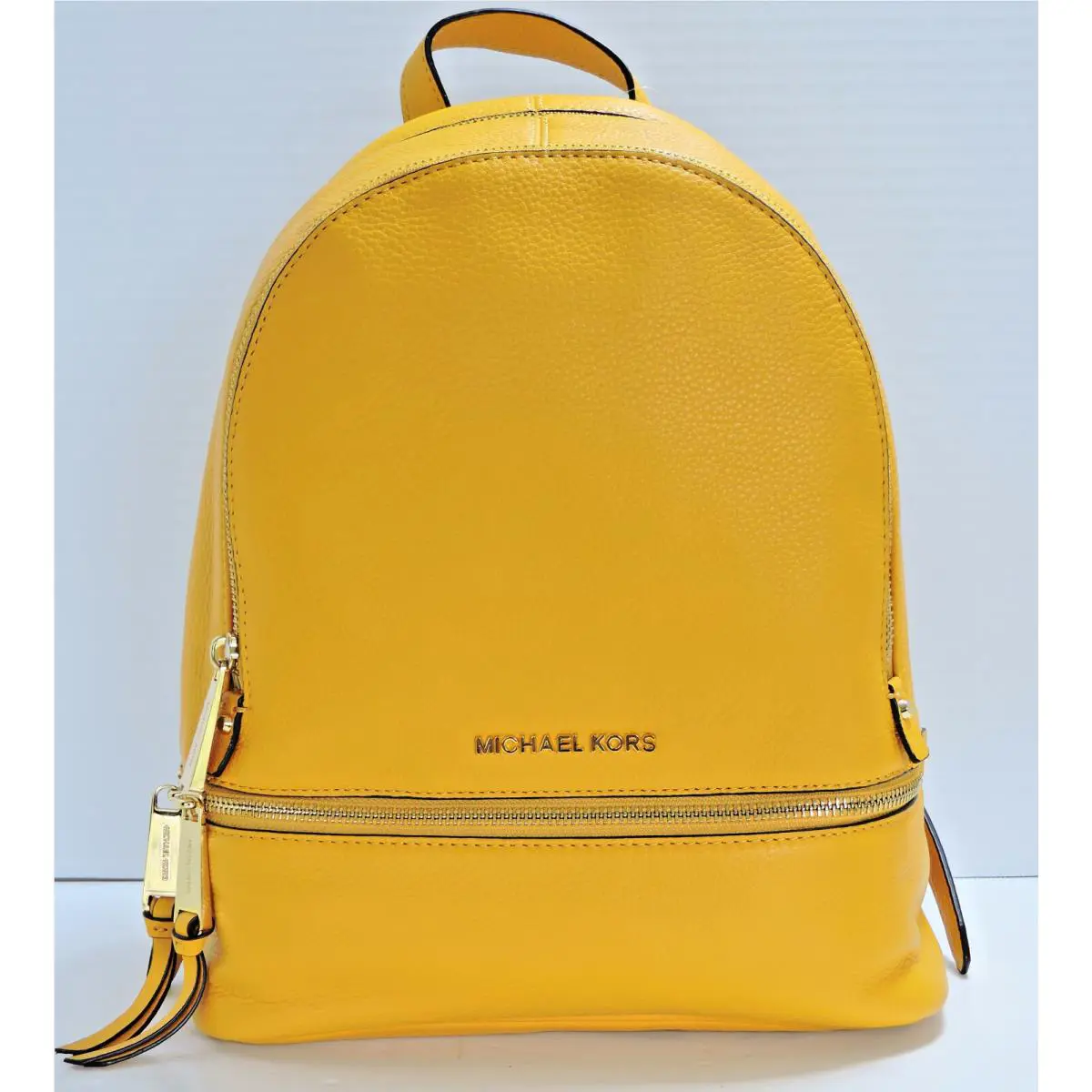 Michael Kors Rhea Zip Sun Yellow Small Pebbled Leather Back Pack