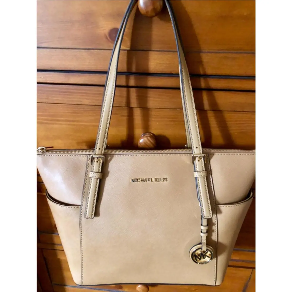 East West Jet Set Large Top-zip Saffiano Leather Tote by Michael Kors