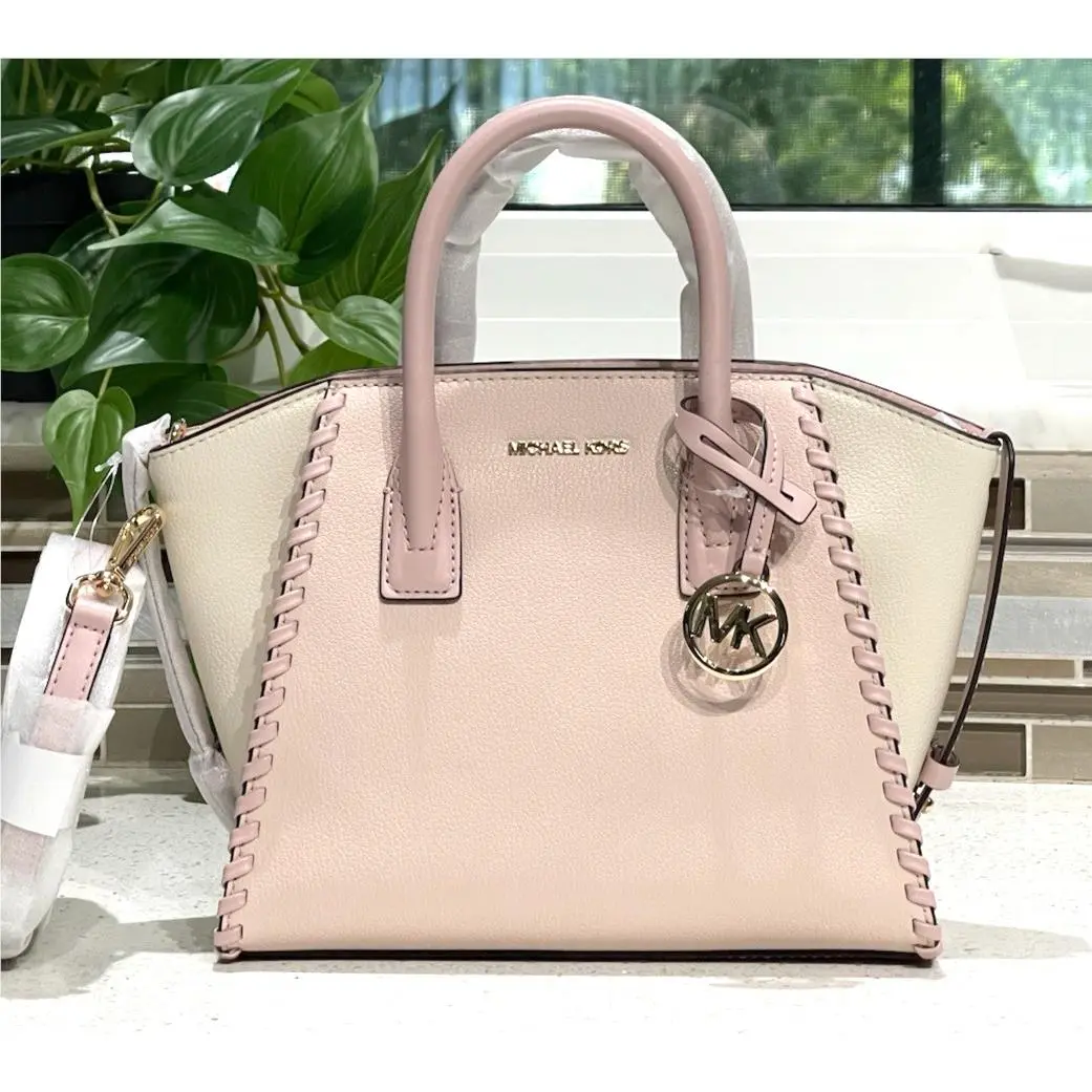 Michael Kors Avril Small Zip Crossbody Braided Satchel Shoulder Bag Blush Pink