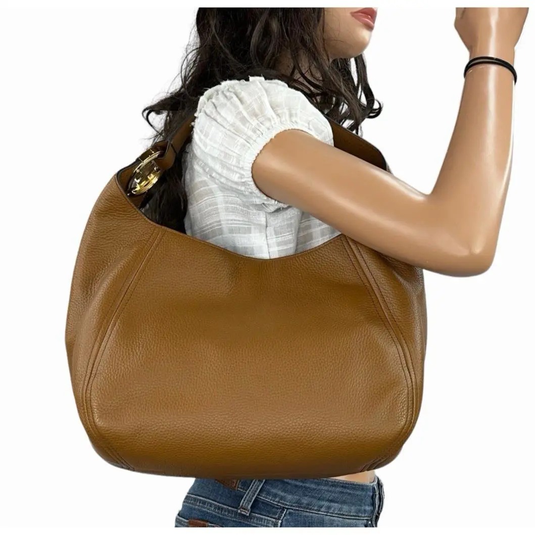 Michael Kors Fulton Large Shoulder Hobo Bag Brown Luggage