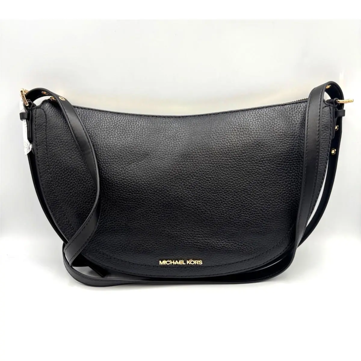Michael Kors Camden Medium Pebbled Black Leather Messenger Bag