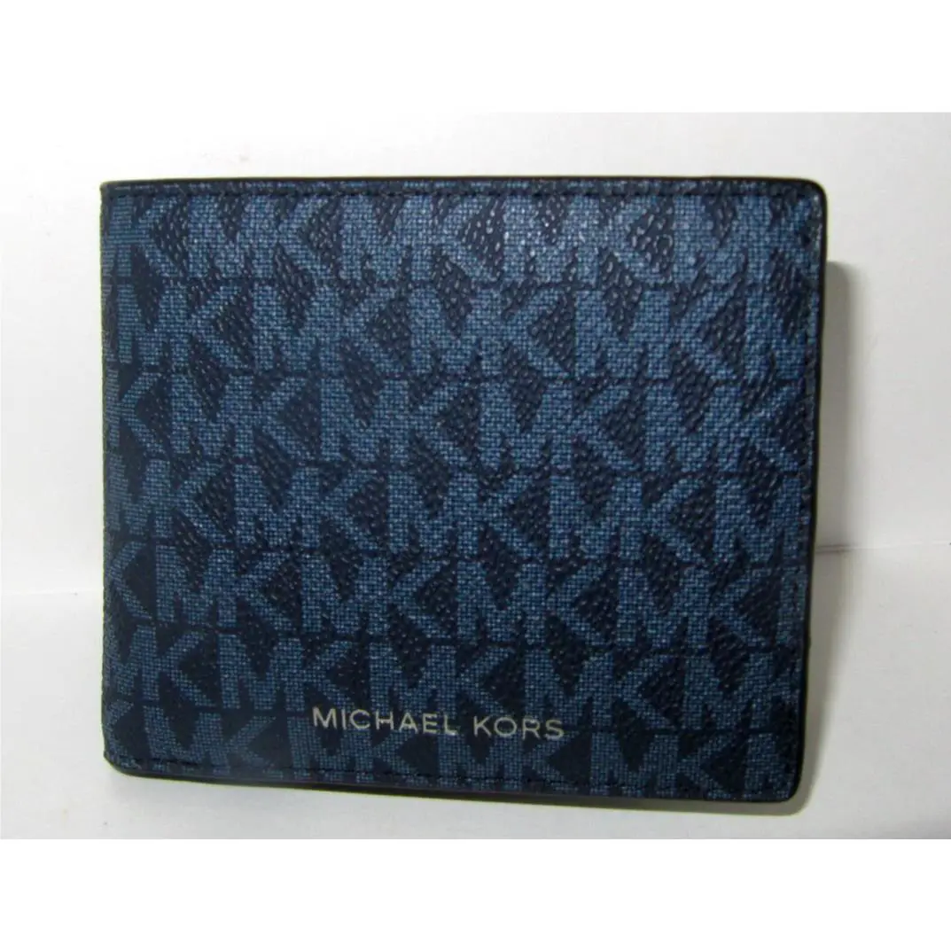 Michael Kors Cooper Billfold Wallet Coin Pocket Admiral Blue Signature