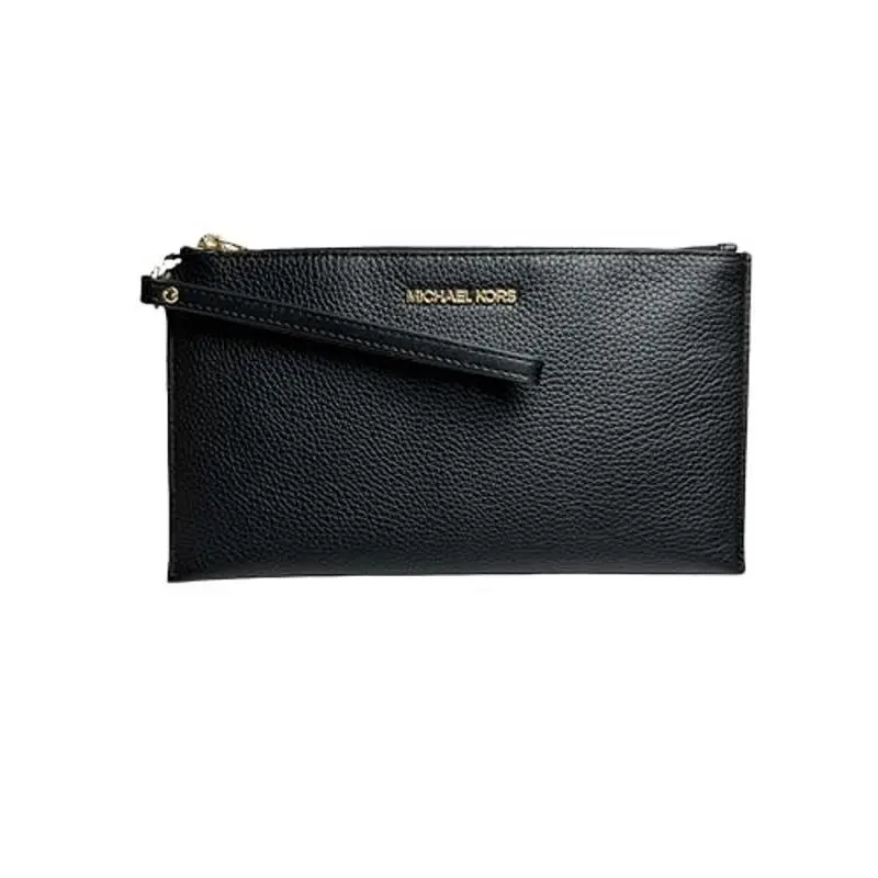 Women’s Black Leather Logo Clutch Bag by Michael Kors