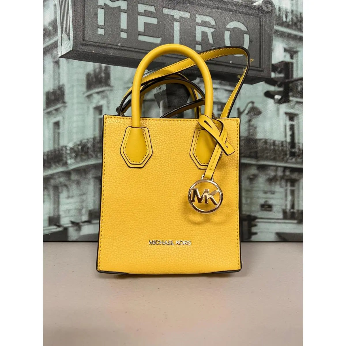 Michael Kors 35S1GM9T0L Mercer Extra-small Pebbled Leather Crossbody Bag