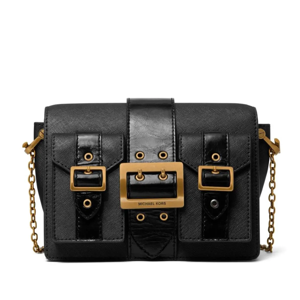 Michael Kors Hayden Medium Saffiano Leather Messenger Bag Black 30F9A0YM8L