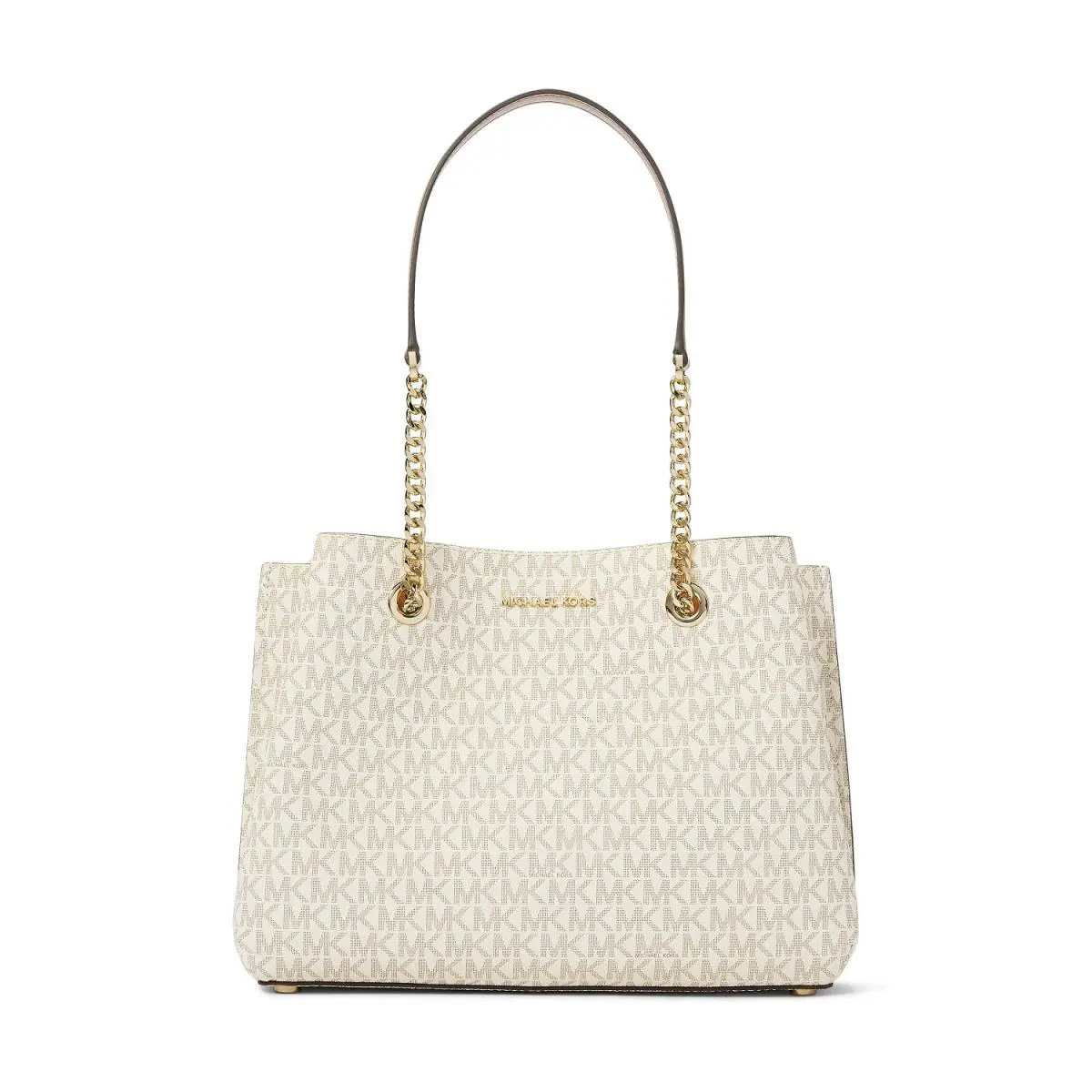 Michael Kors Teagen Signature Long Drop Satchel Bag Vanilla 38F0GXZS7B