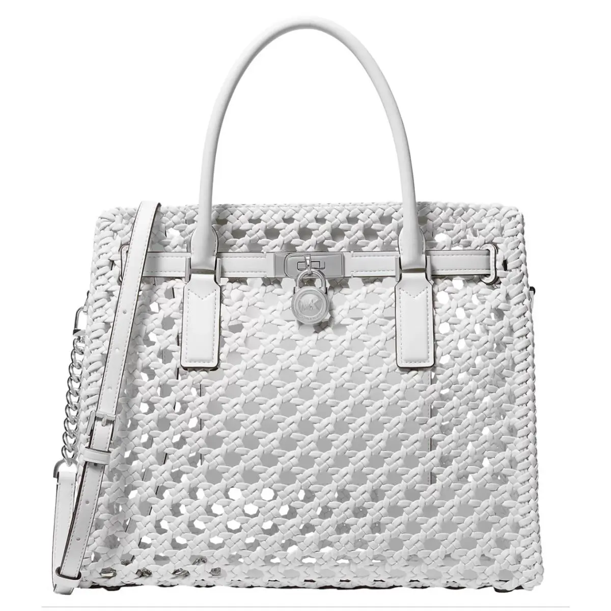 Michael Kors Hamilton Modern Large Tote Handbag Optic White - Exterior: Optic White