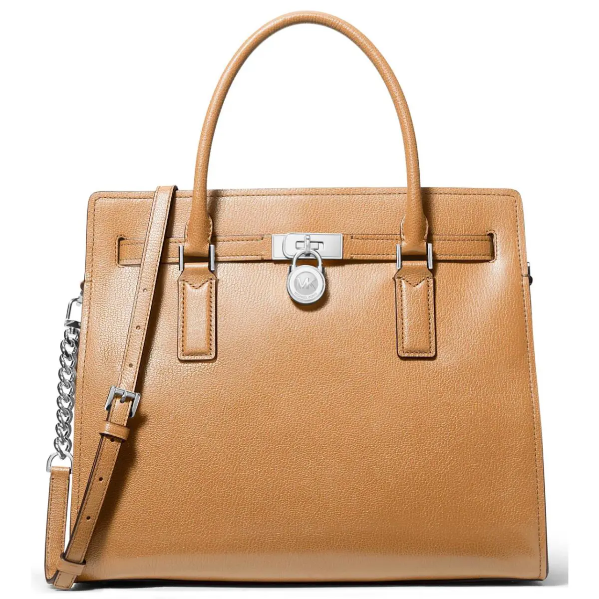 Michael Kors Hamilton Moderne Large Leather Satchel Bag Peanut