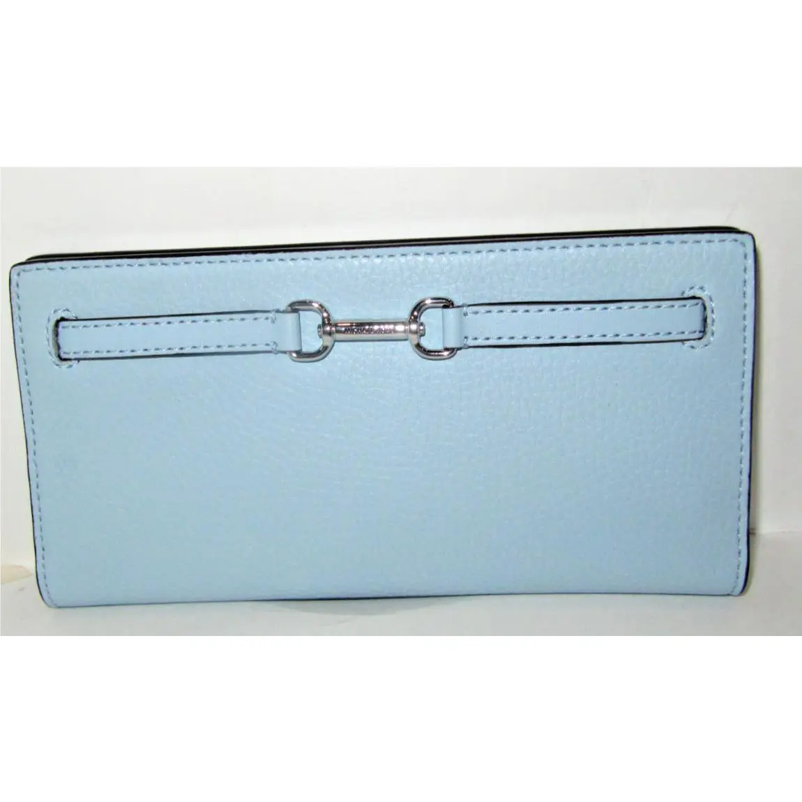 Michael Kors Carson Ocean Blue Pebbled Leather Large Snap Wallet
