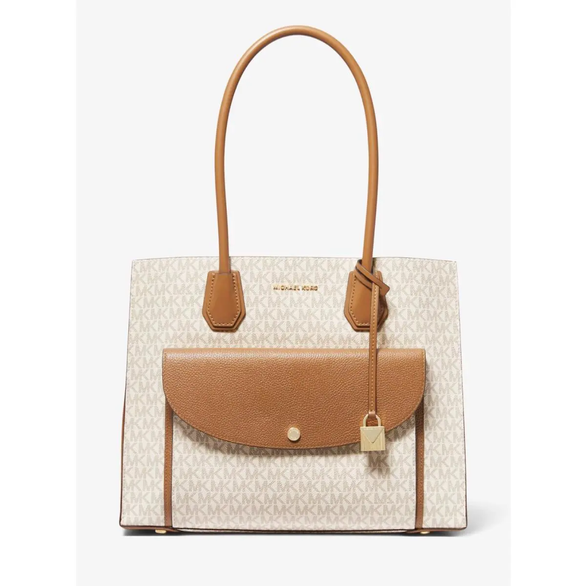 Michael Kors Mercer Extra-large Logo Pocket Tote Bag Vanilla 30F9GM9T4B