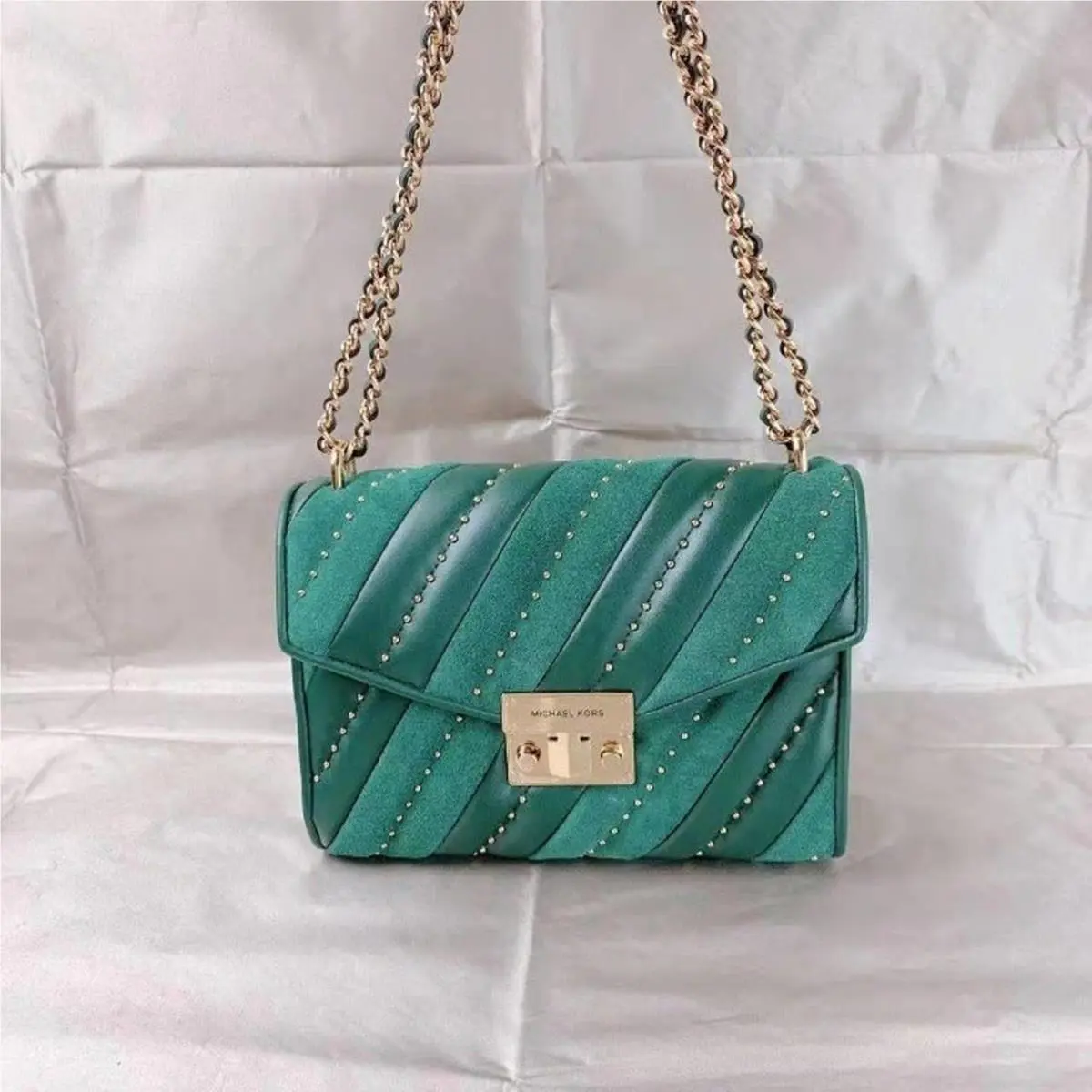 Michael Kors 35F1GXOL2U Medium Flap Shoulder In Racing Green