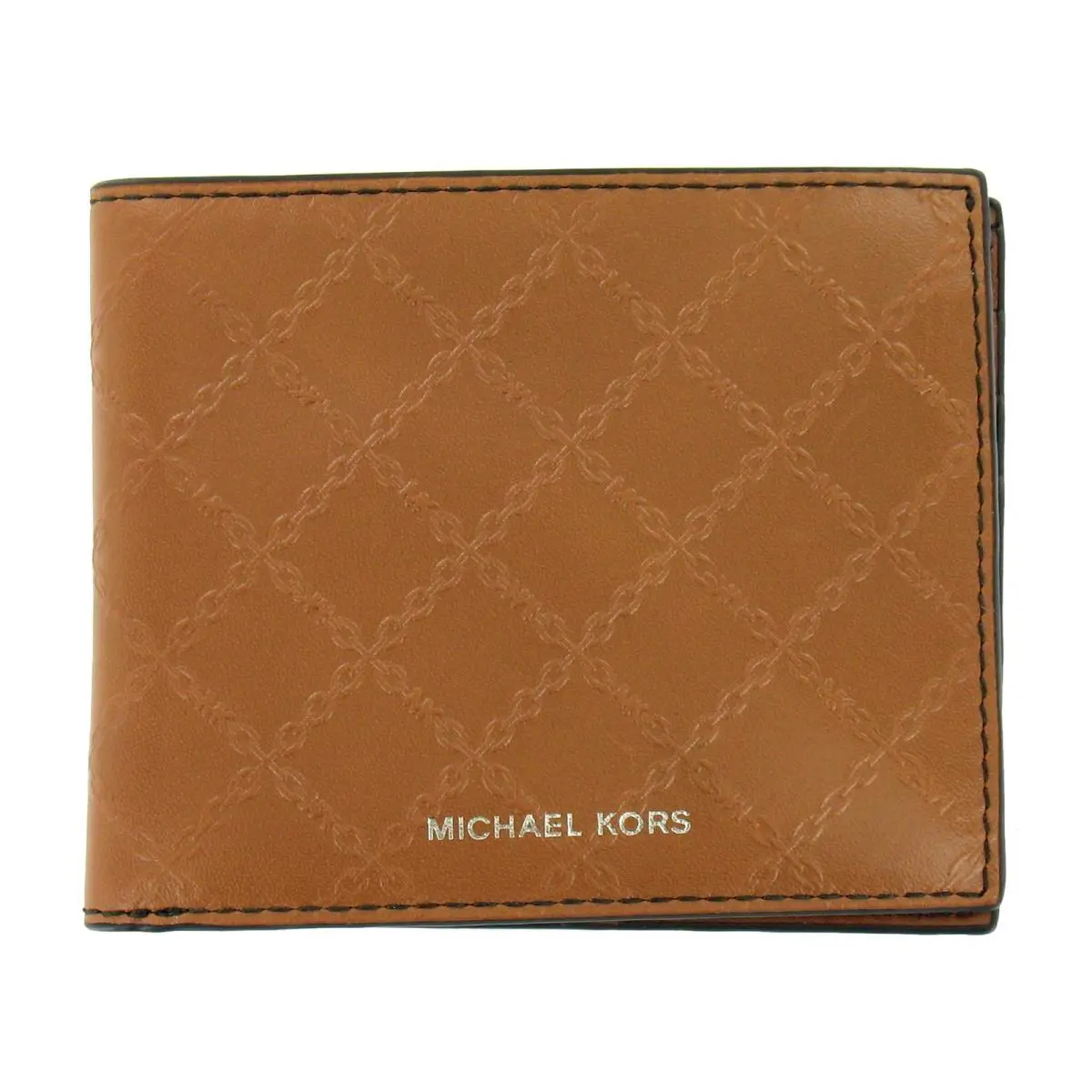 Michael Kors Andy Mens Bi-fold Wallet OS Luggage Leather Solid Classic Minimalis